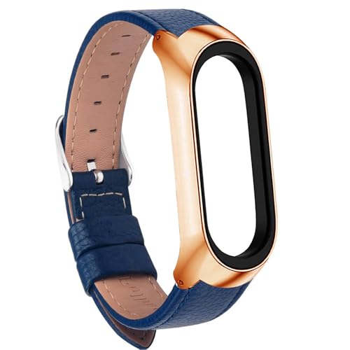 NUZIXINXW Pulsera de cuero para Xiaomi Mi Band 7 Correa deportiva correa de reloj para xiaomi mi band 5/6 pulsera Miband 7 Correa, azul, oro rosa, para Miband7