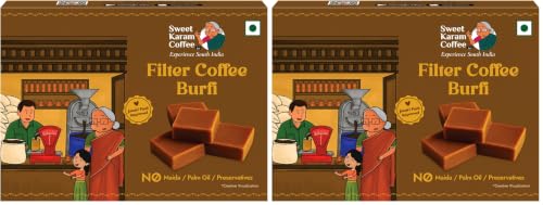 Image of Sweet Karam Coffee Filter Coffee Burfi - 125grams | No Maida or Preservatives | Made with Filter Coffee & Khoa | Authentic Homemade Recipe | Perfect for Gifting & Festive Celebration (Pack of 2)