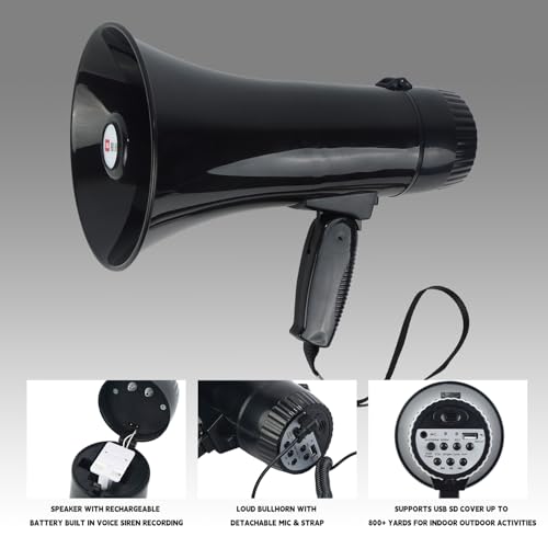 image for B S 30W Megaphones with Non-Slip Handled,with Long Hand Strap,240 Seco