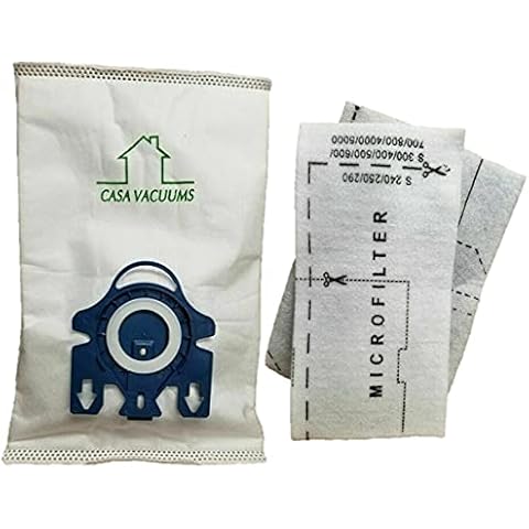 10 GN Bags Compatible with Miele Classic C1 - Complete C2 - Complete C3 - S2 - S5 - S8 - [S800 - S858] - [S600-S658] - [S400i - S456i] Canister Vacuum Cleaners. Includes 4 Filters 3D Technology. Cover