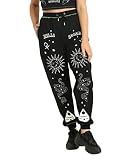 Hell Bunny Ouija Joggers Frauen Stoffhose schwarz/weiß/grün L