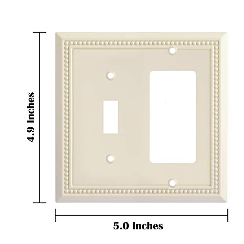 Image of Henne Bery Sunken Pearls Heavy Duty Decorative Wall Plate Switch Plate Outlet Cover, Durable Solid Zinc Alloy (Toggle /Decorator, Light Almond)