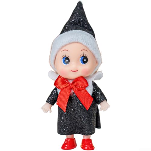 UrbanHui Interactive Vinyl Christmas Doll With Movable Features, Perfect For Adding Festive Fun And Decor To Bookshelves And Holiday Spaces(Black)