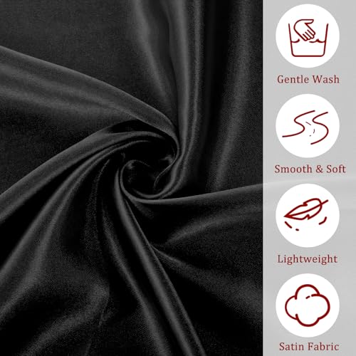 Black Neck Scarf for Women, 2 Pcs Breathable Solid Satin Hair Scarf 23.6x23.6in/60x60cm Soft Lightweight Neck Scarves for Women Daily wearing Cosplay Party Halloween Costumes Anniversary3