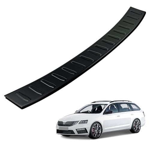 CHROMEMASTER | Kompatibel mit Skoda Octavia 3 RS Kombi 2013-2020 | Ladekantenschutz Stoßstangenschutz | Schwarz lackierter Edelstahl, Matte | Lackschutzleiste Sichert den Heckstoßfänger vor Kratzern