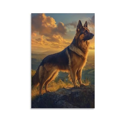 Image sur toile bergers allemands pour habiller un grand mur vide de salon