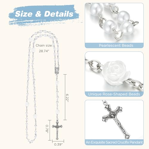 Image of NORBU Baptism Gifts for Girl, My First Rosary with Ceramic Keepsake Box, Rosary for Kids, First Communion & Baby Dedication Gifts for Newborn Baby Boys Catholic Christening Gift