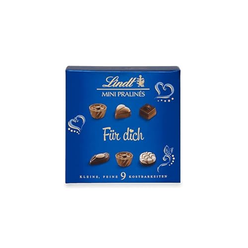 Lindt Schokolade - Mini Pralinés Emotionale Botschaften | 20 x 44 g | Pralinés-Schachtel mit 9 Pralinen in 5 köstlichen Sorten mit und ohne Alkohol | Pralinengeschenk | Schokoladengeschenk