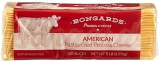 Bongards Yellow Processed American Cheese Slices, 5 Pound, 4 per Case, Real Cheese, Mild Buttery, Gluten Free, rBST Free