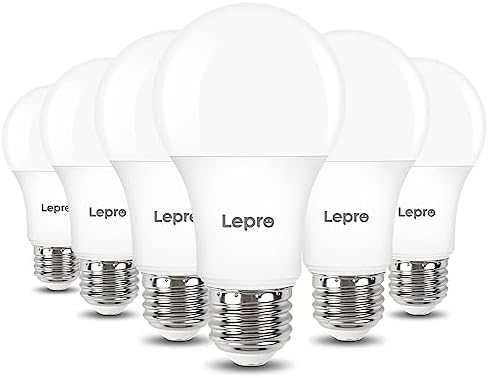 Lepro A19 E26 Dimmable LED Light Bulbs 9.5W 800 Lumen Daylight White 6 Pack