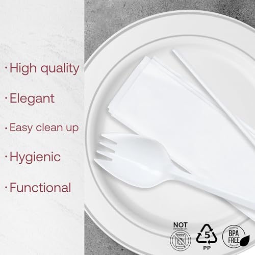 Kit desechable spork con pajilla y servilleta, 1000 sets miniatura 2