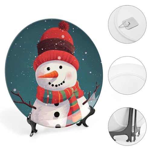 Plato decorativo de porcelana Bone China con muñeco de nieve, 7 pulgadas miniatura 4