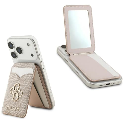 CG Mobile Guess PU 4G Porte-Cartes magnétique - Fonction Support/Miroir Inclus, Rose Bonbon, 11,9 cm