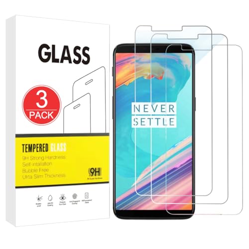 X-Dision Compatible con OnePlus 5T Protector de Pantalla,3 Piezas Película Protectora 2.5D[Dureza 9H,Alta Sensibilidad,A prueba Roturas] Alta Definicion Vidrio Templado