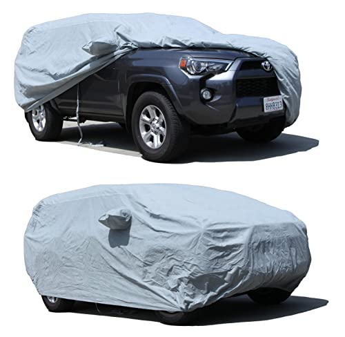Image of All Weather Waterproof car Cover Good for rain Snow uv Protection dust mid-Size SUV Gray GV80 Pilot Range Rover Model X 4RUNNER Journey Bronco X5