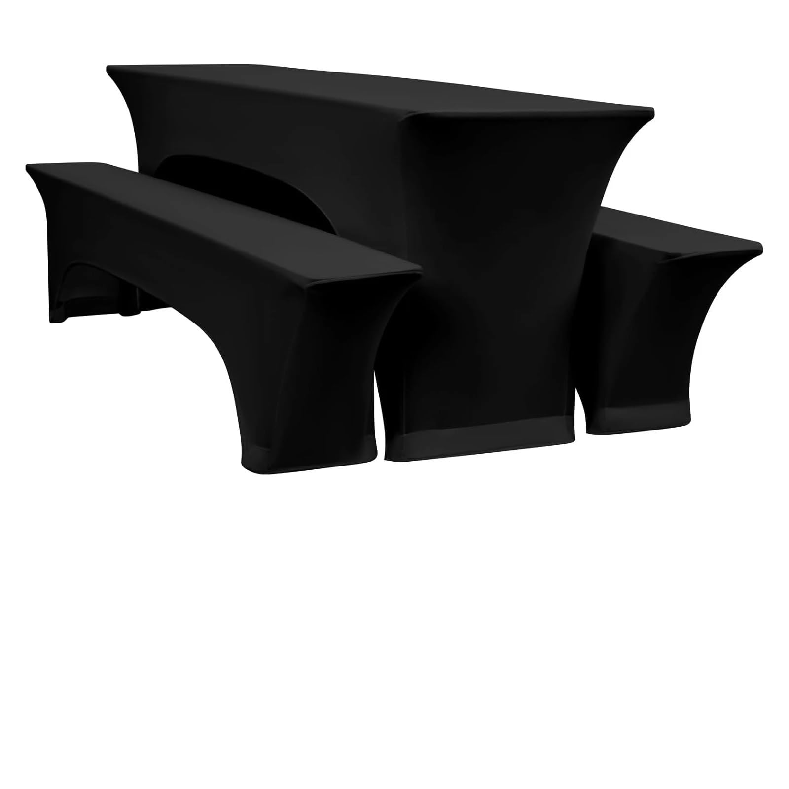 SUBLXPoten Cocktail Table Cover 3Pcs Spandex Table Cover Open Back Fitted Polyester Tablecloth Stretch Washable Tablecover Toppers for Home(Black,50x220cm)