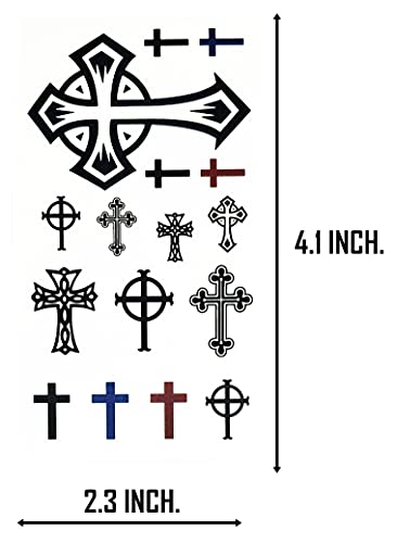 Temporary Tattoos Oncex Mini 3 Sheets Cross Jesus Christian Tattoo Temporary Stickers Realistic Patterned Fake Tattoos Diy Body Art For Arms Legs Shoulder Or Back Teens Men Women, Mix Color, 4.1X2.3” #TOP1