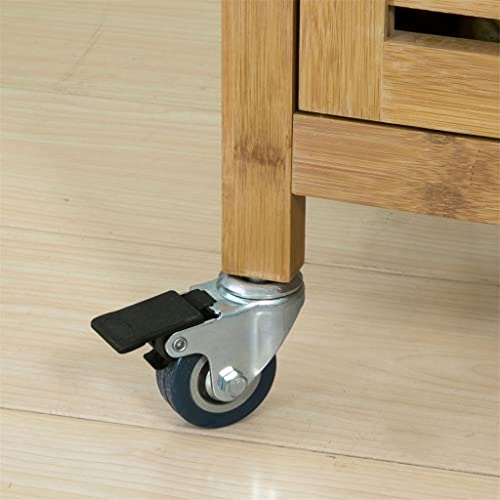 Jahh Bamboos Kitchen Serving Trolley Storage Trolley Cart With Cabinet Easy Movement #TOP5