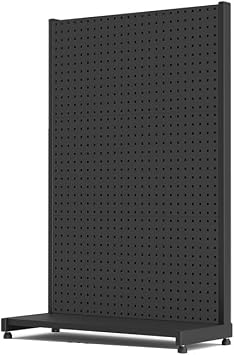 Pegboard Retail Gondola Shelving, Freestanding Modular Supermarket Metal Display Panels, Garage Pegboard Tool Organizer for Retail Convenience OfficeBlack