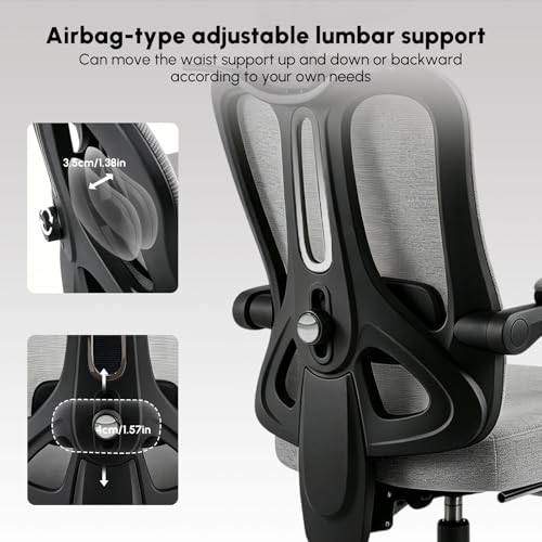 Submi Ergonomic Chair, Mesh Desk Chair, Computer Chair with Lumbar Support & Footrest, Mid-Back Chair with Height Adjustable, Home Office Chair for Work, Study, Breathable, Swivel, Deep Grey by Submi - Used condition - Image 6