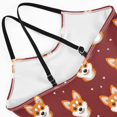 Girl's One Piece Swimsuit Corgi Face Cute Cartoon Beach Bathing Swimwear4