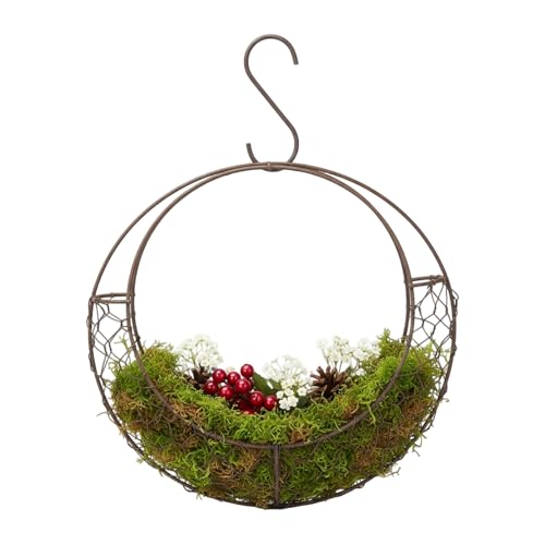 Cage à Matériaux pour Nid d'oiseaux - Présentoir Fleurs en Forme de Lune | Porte-Matériaux Nidification Fil Métallique,pour Balcon Jardin Patio Terrasse Porche Maison Salon