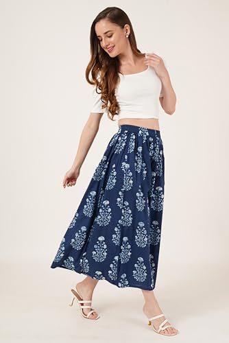 Image of COTLAND Fashions Jaipuri Cotton Printed Flared Palazzo Pants for Women