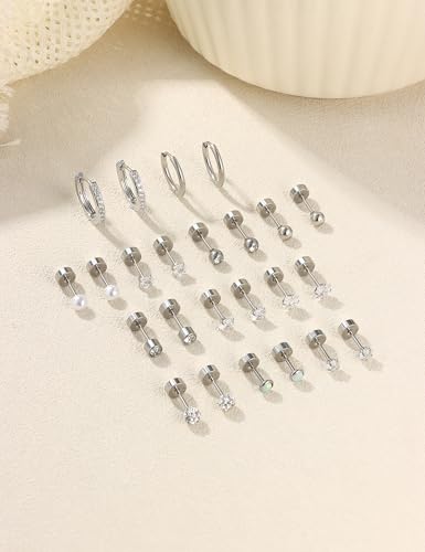 MOGASA 12 Paires Boucles d'Oreilles Femme Acier Inoxydable Ensemble Créoles Clous D'oreilles Hypoallergénique Piercing Oreille Helix Cartilage Boucle d Oreille Acier Inoxydable pour Femme Homme Bijoux – vue 7