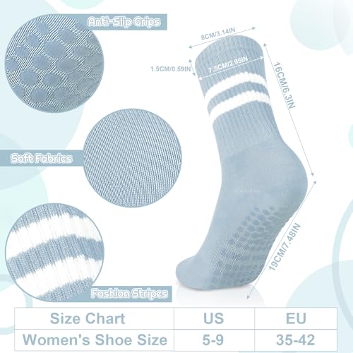 Jspupifip 10 Pairs Pilates Socks with Grips for Women, Non Slip Yoga Socks for Home, Hospital, Barre Workout2