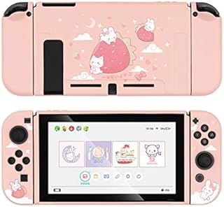 Etui ochronne GeekShare na Switch, miękkie etui TPU Slim kompatybilne z konsolą Nintendo Switch i Joy-Con (Strawberry Bunny)