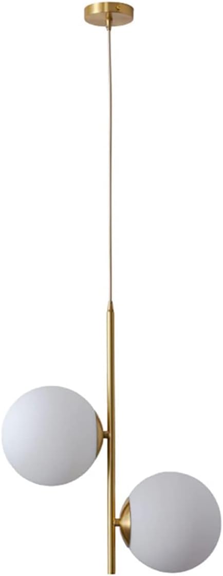 Mini Milk White Glass Globe Pendant Light Fixtures Gold Brass Finish with Gold Cable E26 5.9 Inches Glass Ball Farmhouse Pendant Ceiling Lamp (1 Light)