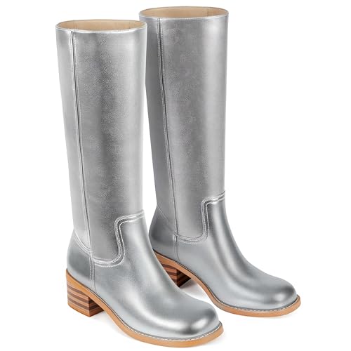 Image of WIRALOMI Cowboy Boots for Women Knee High Western Chunky Heel