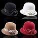 FACAILUO Fedoras Hat for Adult Women Fashion Flower Bowler Wool Cloche Cosplay Costume 20S Flapper Dome Women Fashion Fedoras