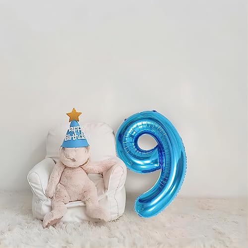 Image of 40 Inch Blue Number Balloons, Helium Mylar Foil Number Balloons for Birthdays, Number 9 Balloon for Party Wedding Bachelorette Birthday Bridal Shower Graduation Anniversary Celebration Party