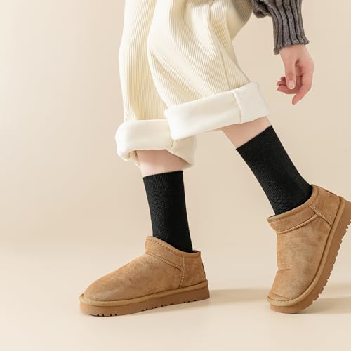 Image of Womens Crew Socks Soft Thick Comfort Casual Cotton Warm Knit Vintage Calf Winter Socks Gifts 5 Pack
