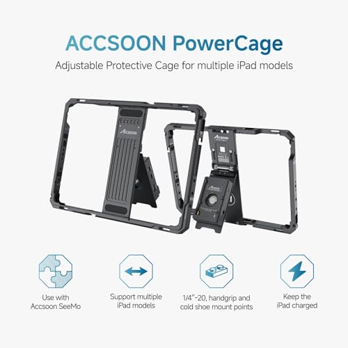 Image of Accsoon PowerCage ProⅡ Monitor Cage for 13 inch M4 /M5 2024 /2025 Pro Gen 3,4,5,6(2018 /20 /21 /22)& 13''Air 6 /7 with NP-F Battery Plate Adapter for SeeMo 4K /CineView HE /SE /Master 4K for Video Monitoring