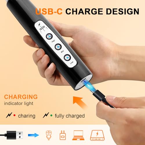 Image of YUSWKO Handheld Milk Frother Wand for Coffee, Rechargeable Electric Whisk with 3 Heads 3 Speeds Drink Mixer Coffee Frother For Latte, Cappuccino, Hot Chocolate, Egg (Without Stand, Light Black)
