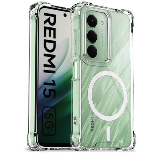 Image of Pikkme Back Cover for Redmi 15 5G Mag-Safe Shockproof PC + TPU Protective Case Magnetic Support Bumper Case (Transparent Mag-Safe)