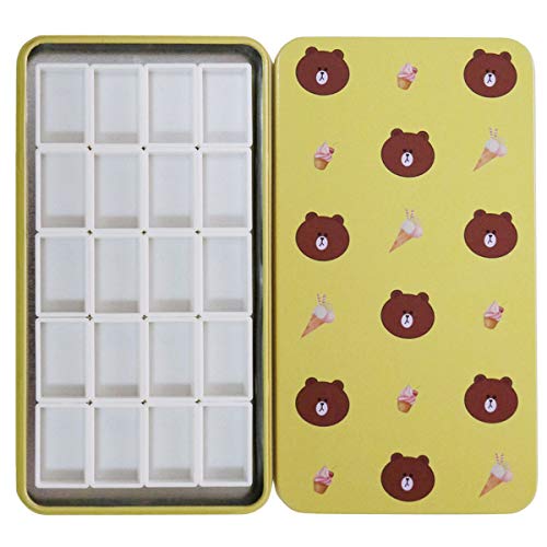 FCLUB Watercolor Palette Paint Tin Case with 20pcs White Plastic Empty Watercolor Full Pans Carrying Magnetic Squares- Artists Paint Palette for DIY Watercolor Travel Palette, Acrylics Painting