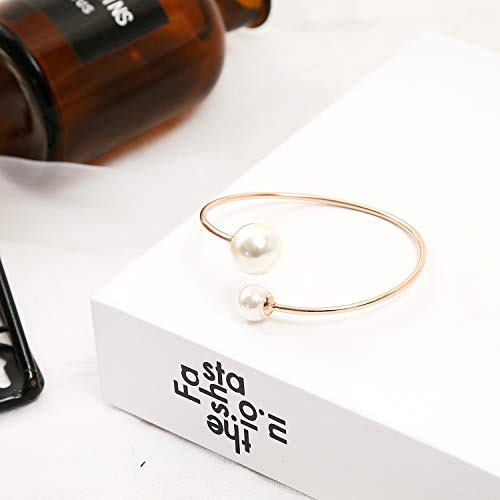 ASHMITA Rose Gold Bangle for Women Shell Pearl Cuff Fashion Bracelet Adjustable4