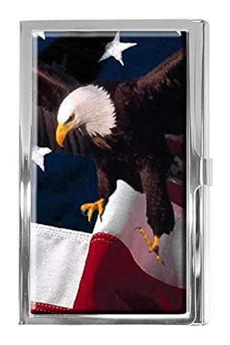 Preisvergleich Produktbild Visitenkartenhalter aus Edelstahl, Motiv: American Eagle, personalisierbar