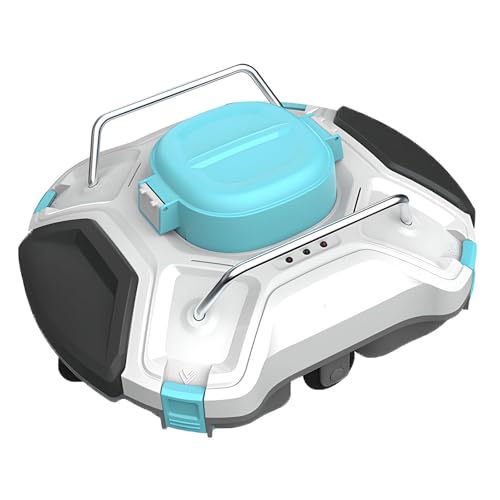 Limpiador robótico automático de piscinas con doble succión y cepillos, 180 minutos de funcionamiento, cobertura de 100 m², filtro de 200 µm, acoplamiento automático y escalada de pared (blanco)