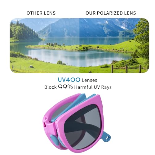 Foldable Kids Sunglasses, Colourful Flexible Frames for Boys & Girls, Single-Pack2