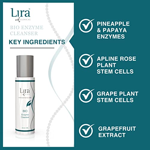 Lira Clinical Bio Enzyme Face Cleanser - Brightening And Anti Aging Face Wash With Plant Stem Cells - Perfect Facial Cleanser For Dry Skin, Sensitive, And Dehydrated - 6 Ounce #TOP5