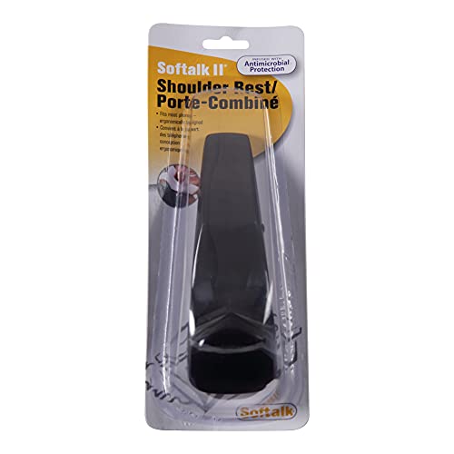 Softalk II Antibacterial Phone Shoulder Rest, Landline Office Telephone Accessory with Nonslip Ergo-Grip Cushion and Self-Adhesive Tape Attachment, Charcoal