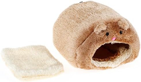 Love Hamster Hammock | Safe Comfortable Cute Bear-Shaped House for Hamster and Small Animals | Durable Odorless Non-Toxic Plush Material with Replaceable Bed for Healthy Sleep | Brown | 855.13