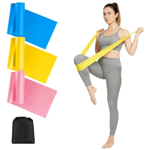 AiQInu Bande Elastique Musculation 3 Pièces, 2M Bande Elastique Fitness avec 3 Niveaux de résistance, Bande élastique idéale pour Yoga, Pilates Physiothérapie, Musculation