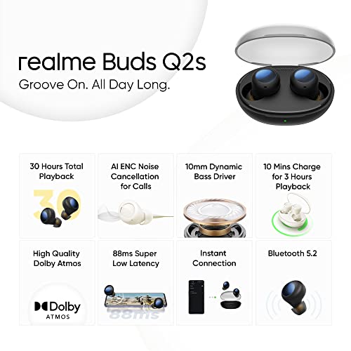 Image of realme Buds Q2s Bluetooth Truly Wireless in Ear Earbuds with Mic, Fast Charging & Up to 30Hrs Playtime (Black)