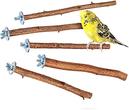 5 Perchas Madera pájaros, Palos para Jaula - Accesorios Jaula paj...
