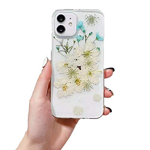 Emlivi iPhone Xs Max Case, iPhone Xs Max Protective Case Handmade Real Flower Silicone Transparent Crystal Mobile Phone Case Drop Protection TPU Case for Apple iPhone Xs Max (6.5 Inch) Case Cover
